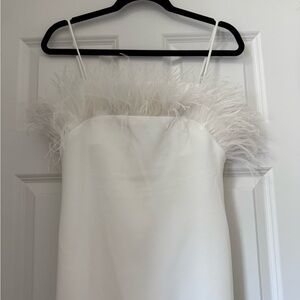 Elliatt White Feather Trim Dress